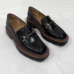 Sam Edelman Laurs Lug-Sole Leather Loafers 10M Buckle Chunky Platform Academia